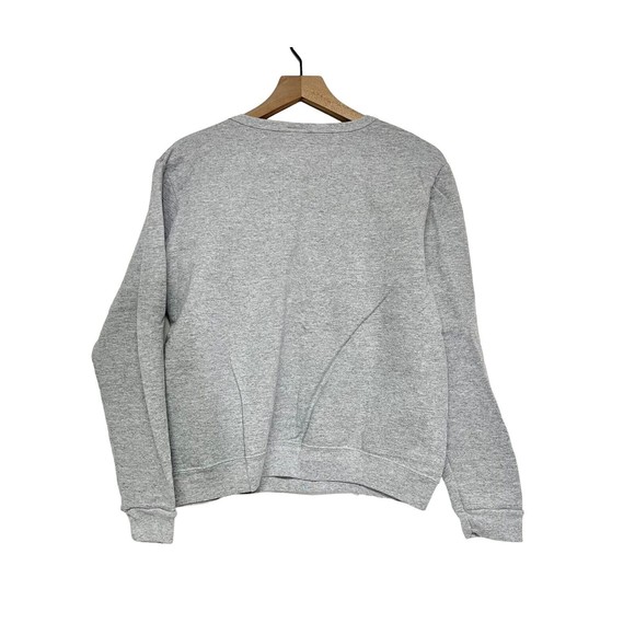 Hanes EcoSmart Disney Mickey Mouse Crewneck Gray Sweatshirt Womens Sz M Patches - Picture 2 of 6